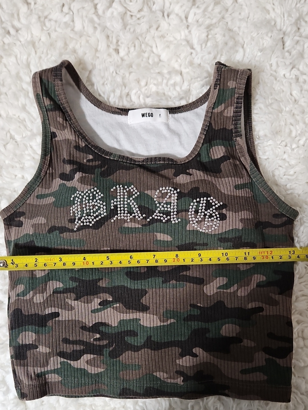 Camo Rhinestone 'BRAG' Ribbed Tank - Picture 5 of 7